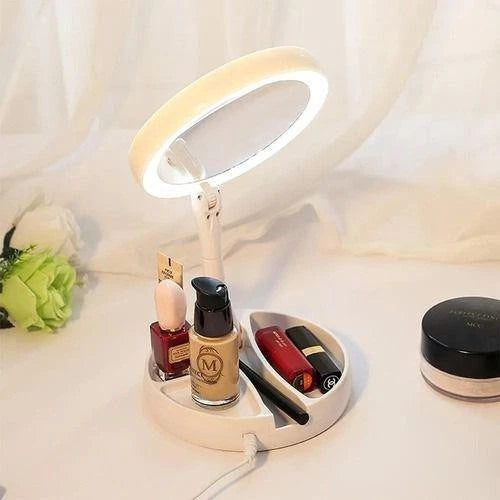 Espelho Maquiagem Aumento 10x Dupla Luz Led Organizador Usb