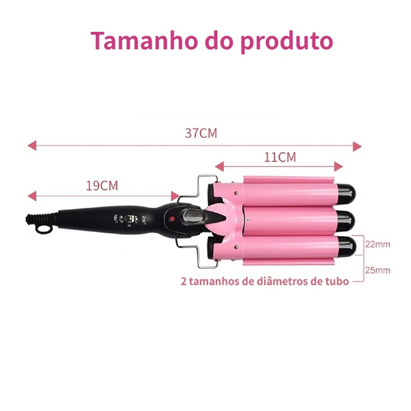 Triondas Ondulador Formador Triplo 22/25mm Modelador de Cachos Fino Onda Cabelo Cerâmica 110V/220V
