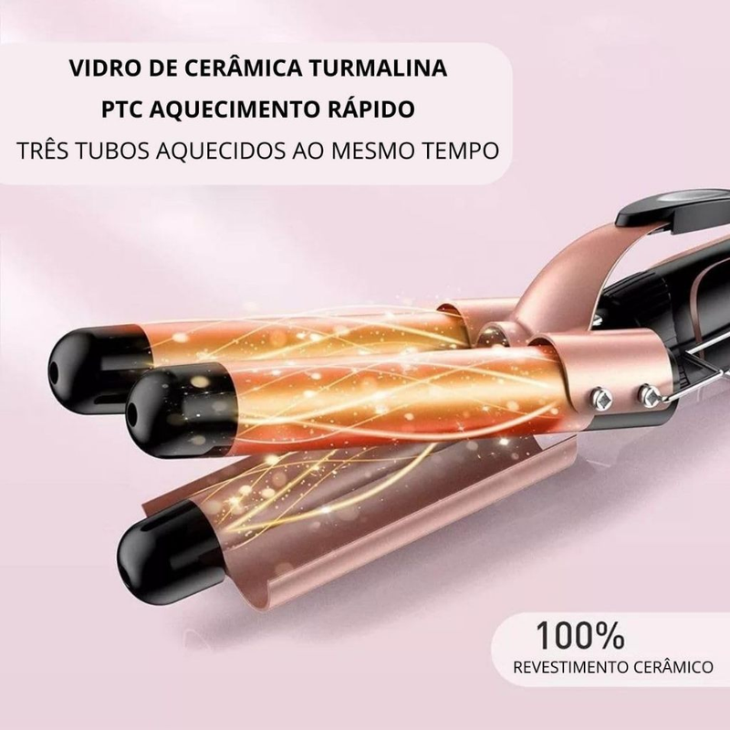 Triondas Ondulador Formador Triplo 22/25mm Modelador de Cachos Fino Onda Cabelo Cerâmica 110V/220V