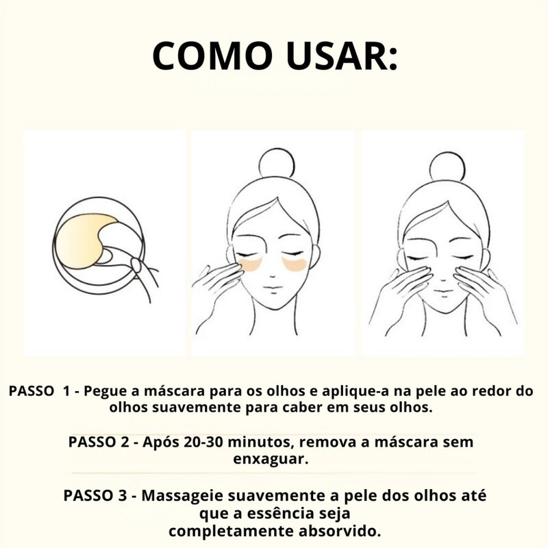 Kit 60 Máscaras Trata Olheiras Colágeno Adesivo Antirrugas Gel Pads Skin Care Tratamento Olhos Máscara Facial