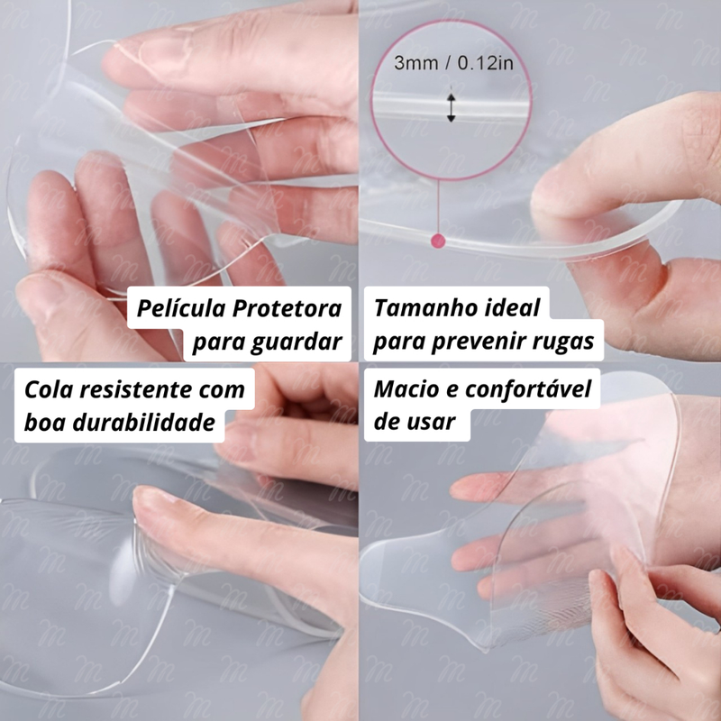 Kit 17 Adesivos Anti Rugas Silicone Reutilizáveis – Lifting Facial Skin Care Rosto Colo Original Envio Rápido Uso Diário