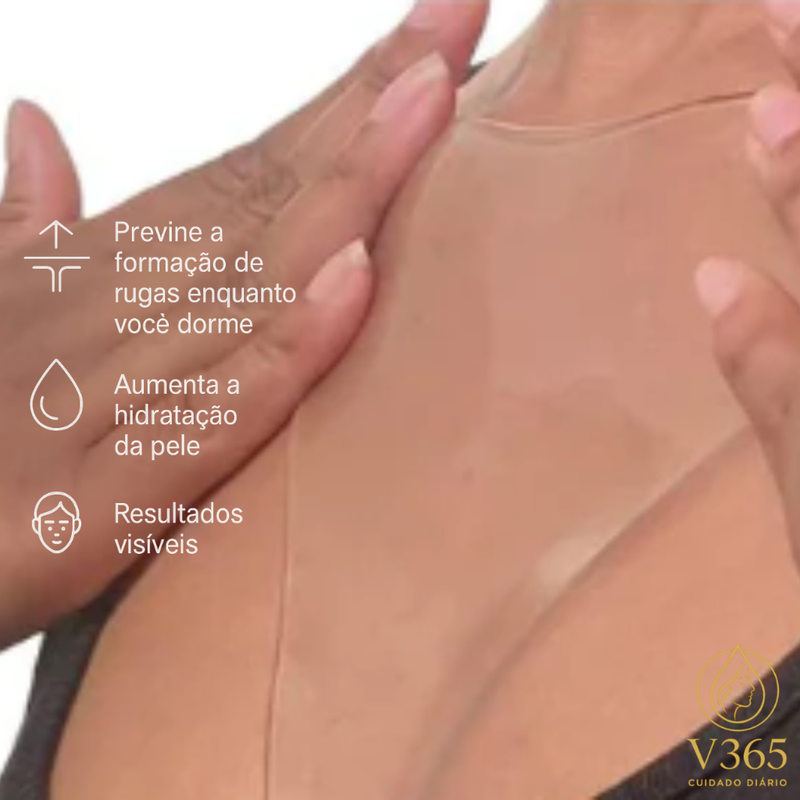 Adesivo Placa de Silicone Anti rugas para Colo e Peito Modelos Tê e Triângulo Reutilizável com Colágeno e Ação Protetora