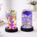 Rosa Encantada com LED Acrílico Presente Dia das Mães Namorados Mulher Rosa Eterna Decorativa