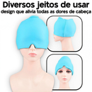 ❄️Touca Gelada para Enxaqueca + Máscara Facial Confortável: Alívio Natural da Dor!